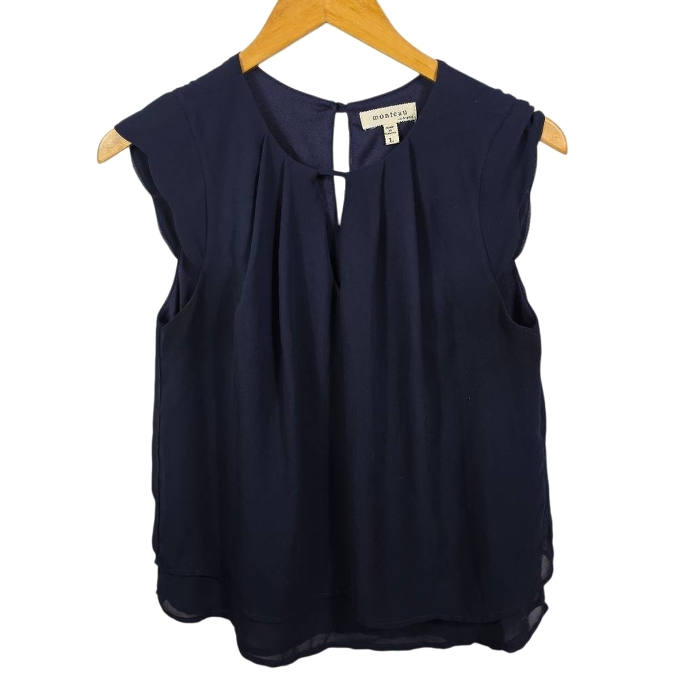 Monteau Los Angeles Navy Sleeveless Blouse L